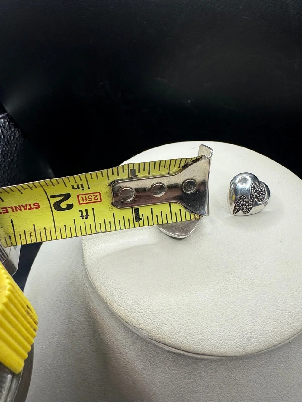 Silver Heart Stud Earrings with Black Accent Detailing
